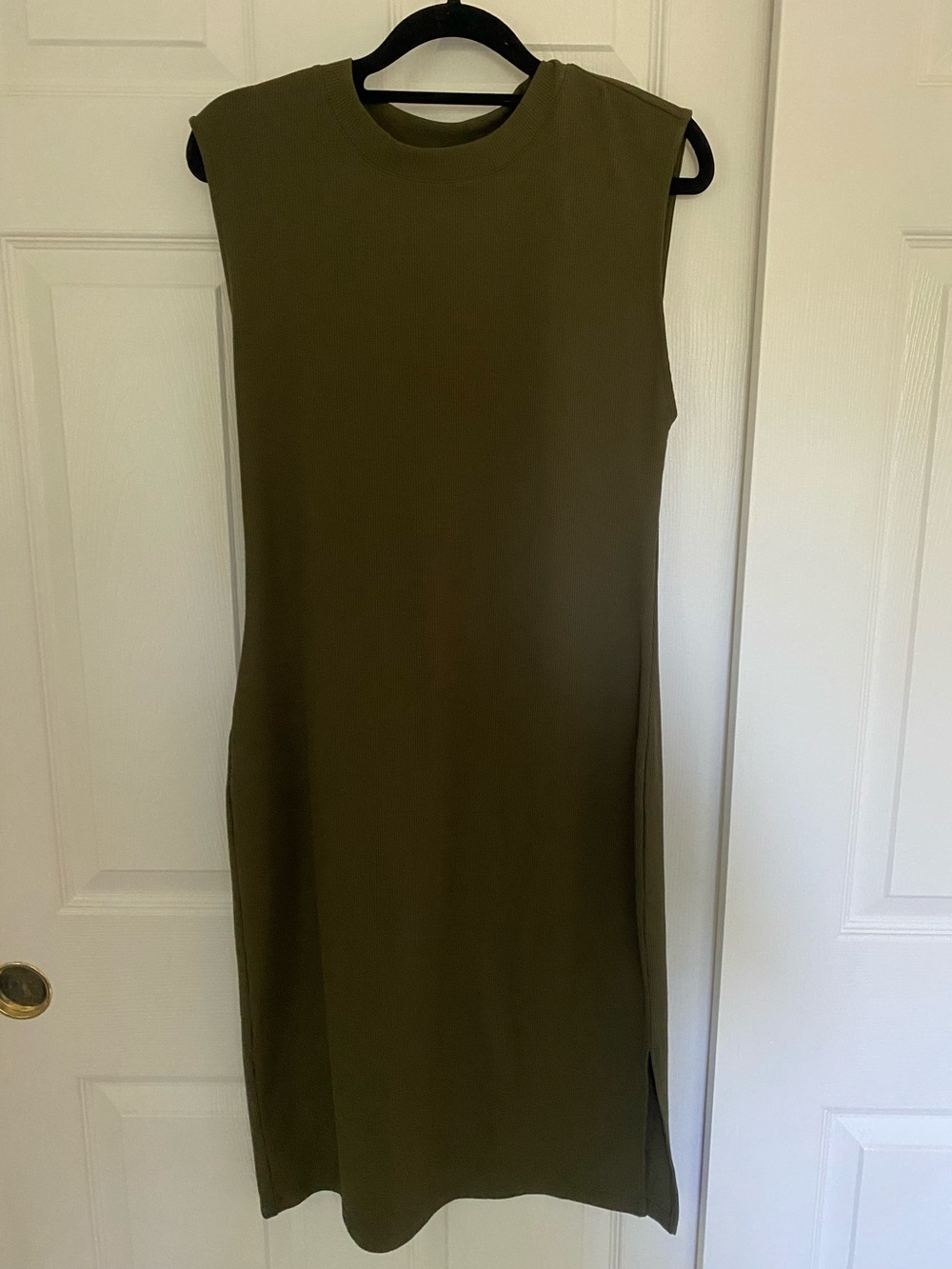 Zella Olive Green Ribbed Midi Dress
